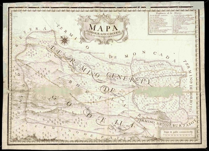Mapa del terme de Godella en el segle XVIII